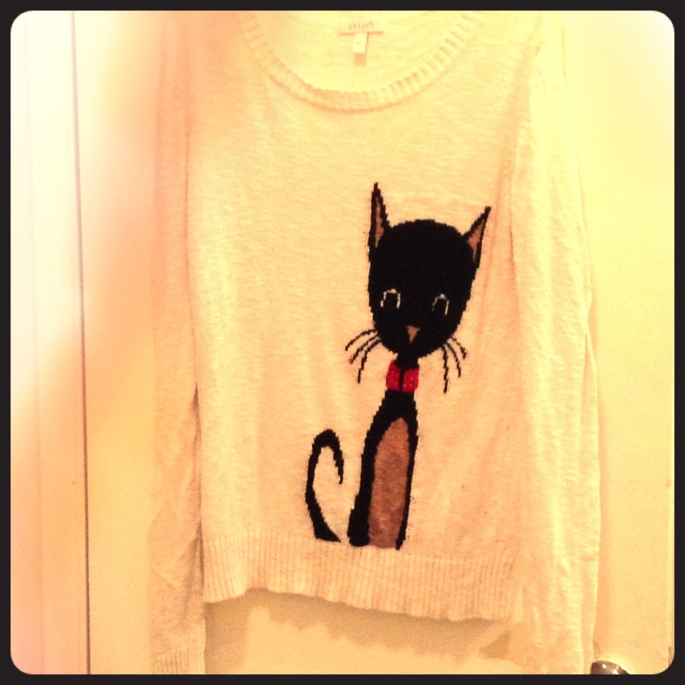 Cream delia's sweater with cat